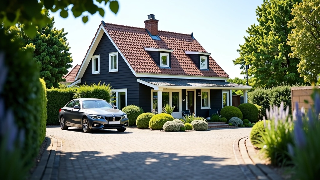 Comfortabele parkeerplaats bij een huisje met gemakkelijke toegang
